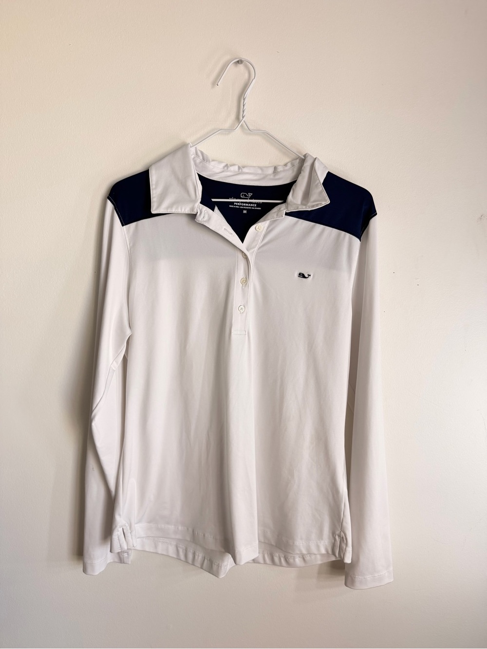 Vineyard Vines White & Navy Long-Sleeve Polo Shirt
